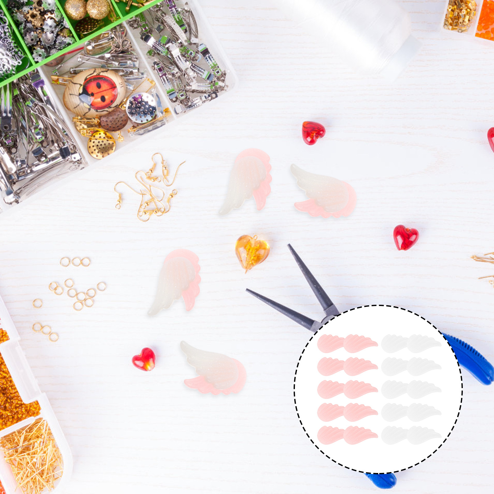 Resin Craft Supplies - 20Pcs Delicate Angel Wing Ornament DIY