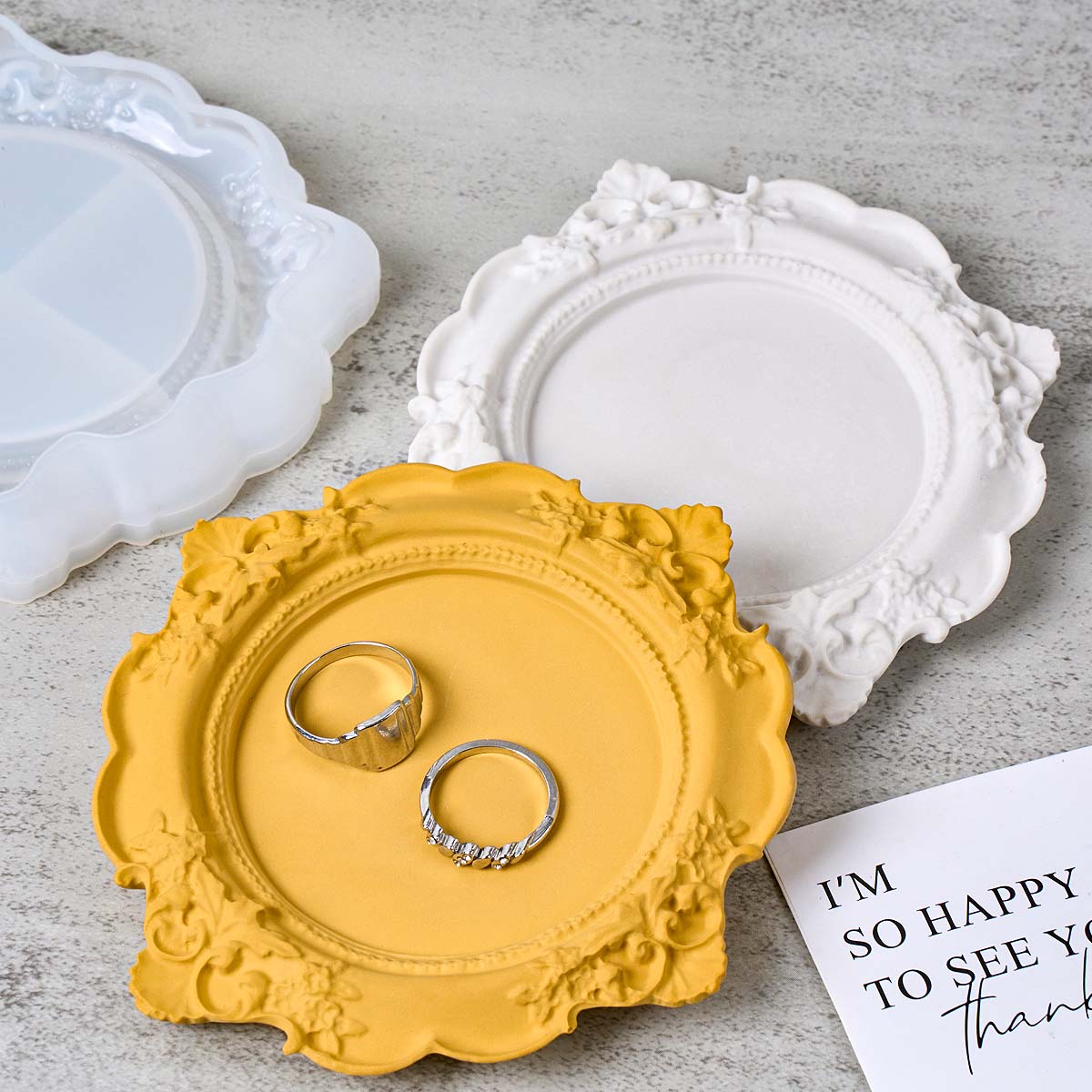 Coaster Mold Round - Round Relief Storage Tray Silicone Mold