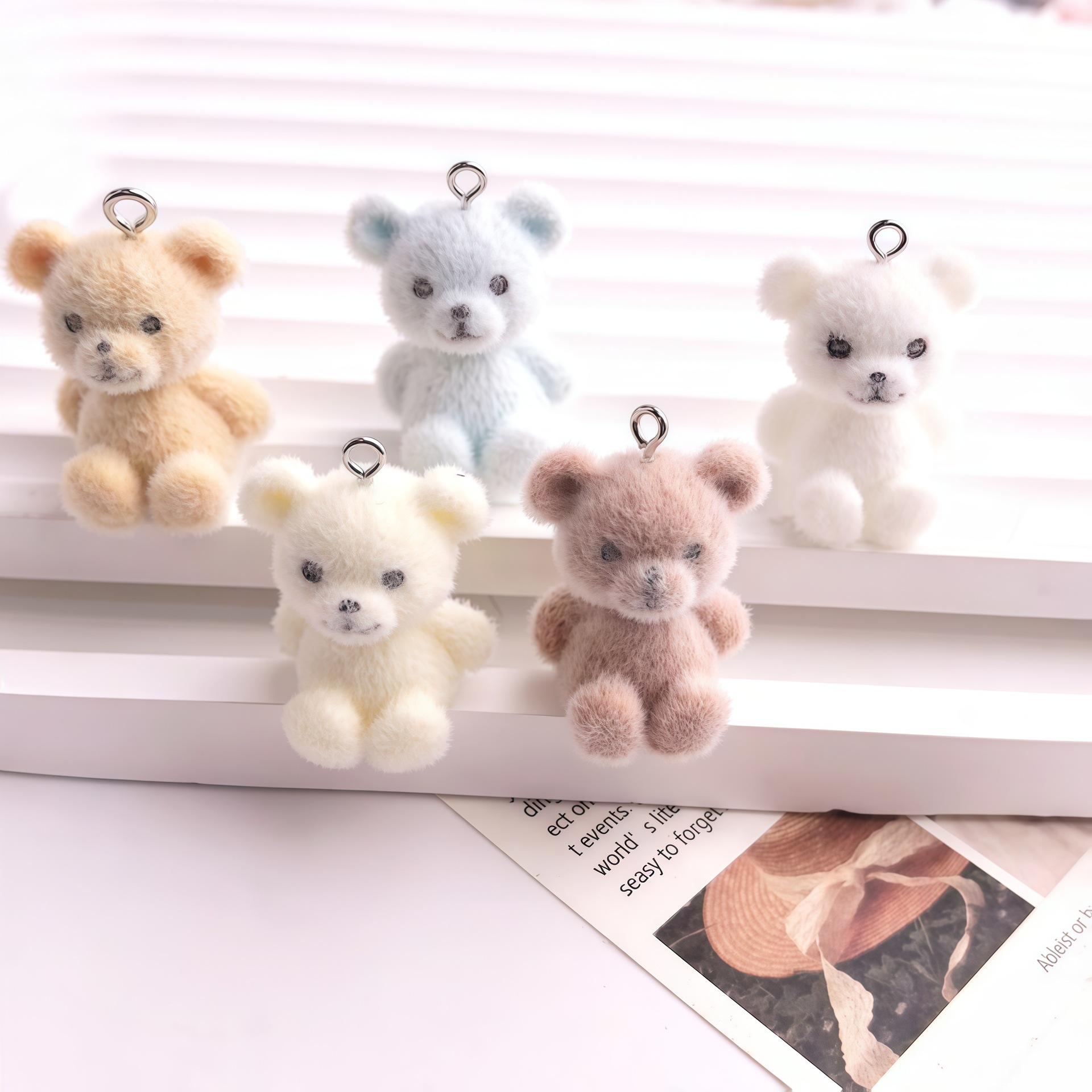 5pcs 3D Flocked Bear Resin Cha - Resin Craft Projects 리뷰 및 가격
