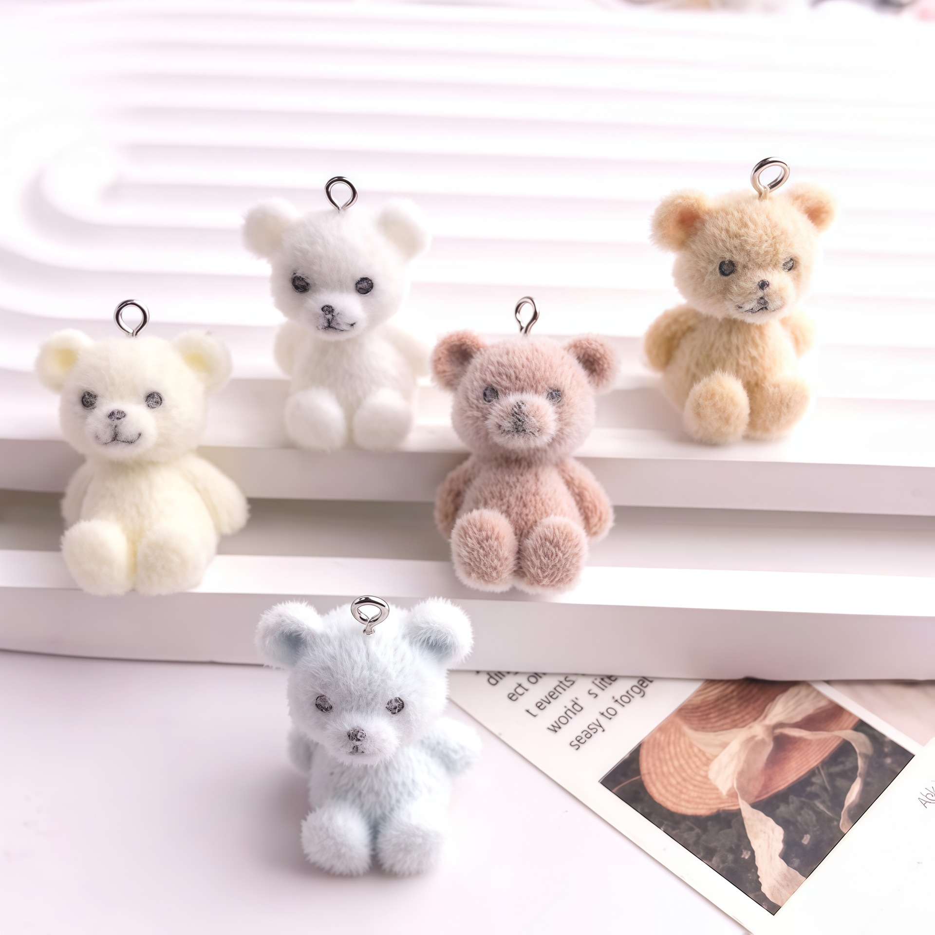 5pcs 3D Flocked Bear Resin Cha - Resin Craft Projects 리뷰 및 가격