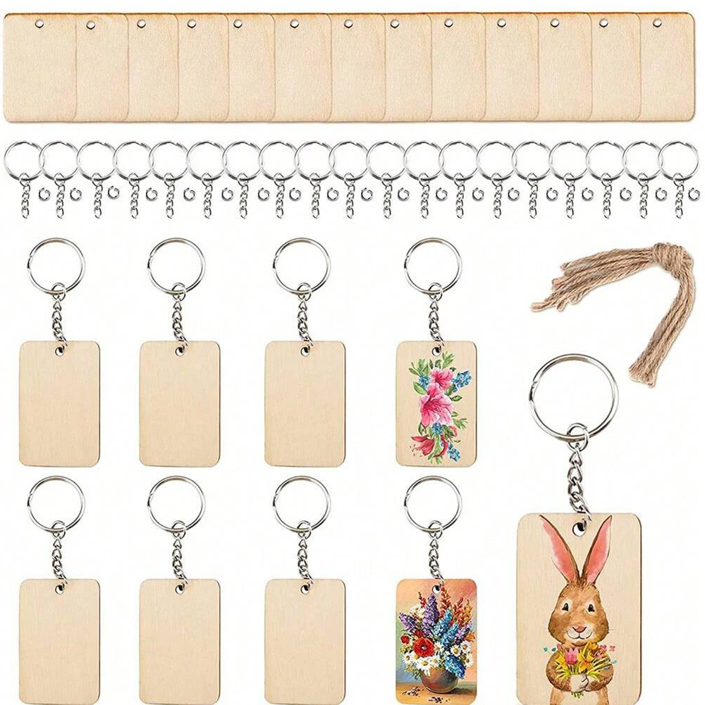 60pcs Blank Wooden Key Chains  - Wood Ring Blank 리뷰 및 가격