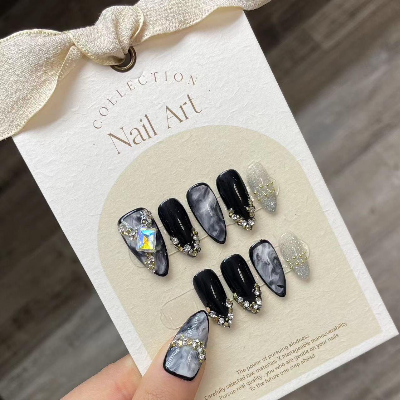 Handmade Press on Nails Black  - Resin Craft Material 리뷰 및 가격