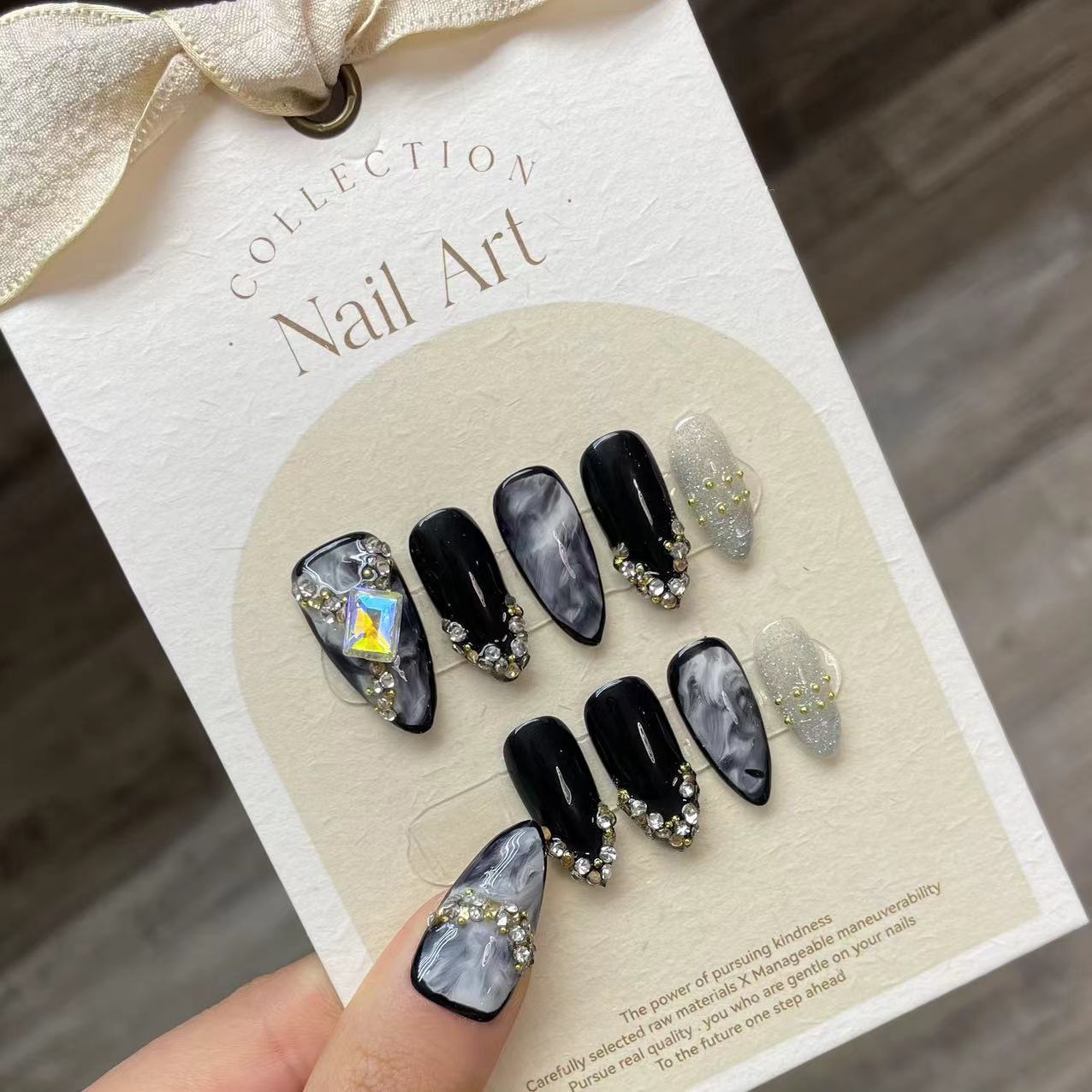 Handmade Press on Nails Black  - Resin Craft Material 리뷰 및 가격