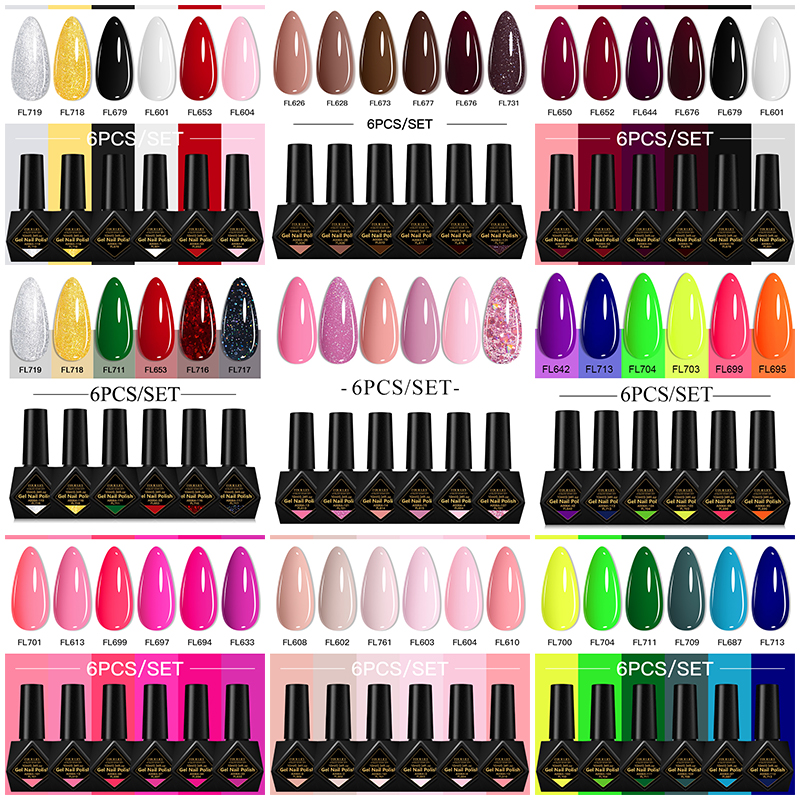 6Pcs/Set 10ML Gel Nail Polish  - Resin Glitter Pack 리뷰 및 가격