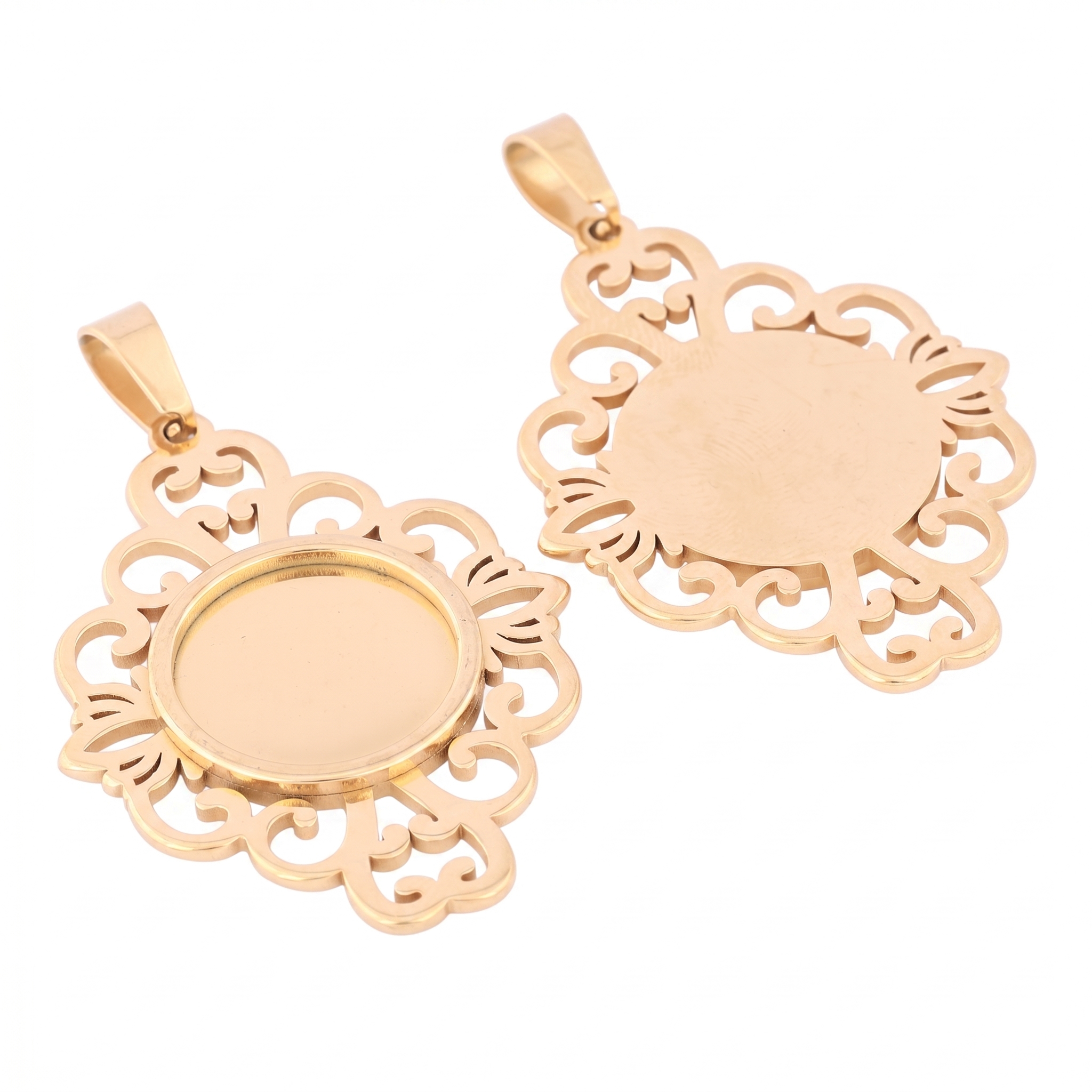 5pcs Stainless Steel Filigree  - Bezels Set Pendant 리뷰 및 가격