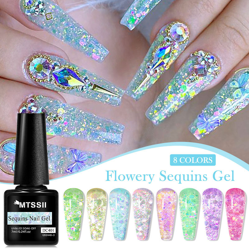 4/8pcs Flowery Sequins Gel Nai - Resin Glitter Pack 리뷰 및 가격