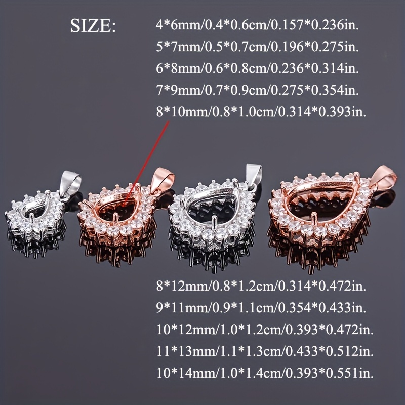 1pc Rose Golden Silvery Tear D - Bezels Set Pendant 리뷰 및 가격