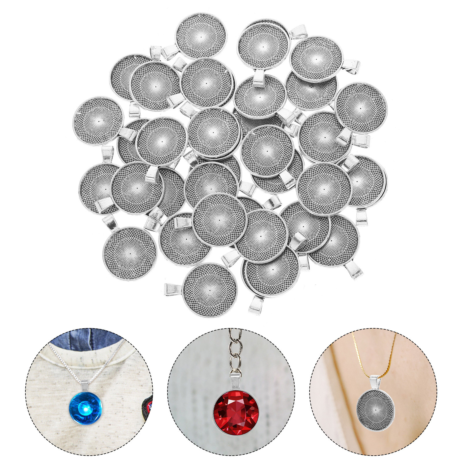 40Pcs Round Pendant Trays Flat - Resin Craft Supplies 리뷰 및 가격