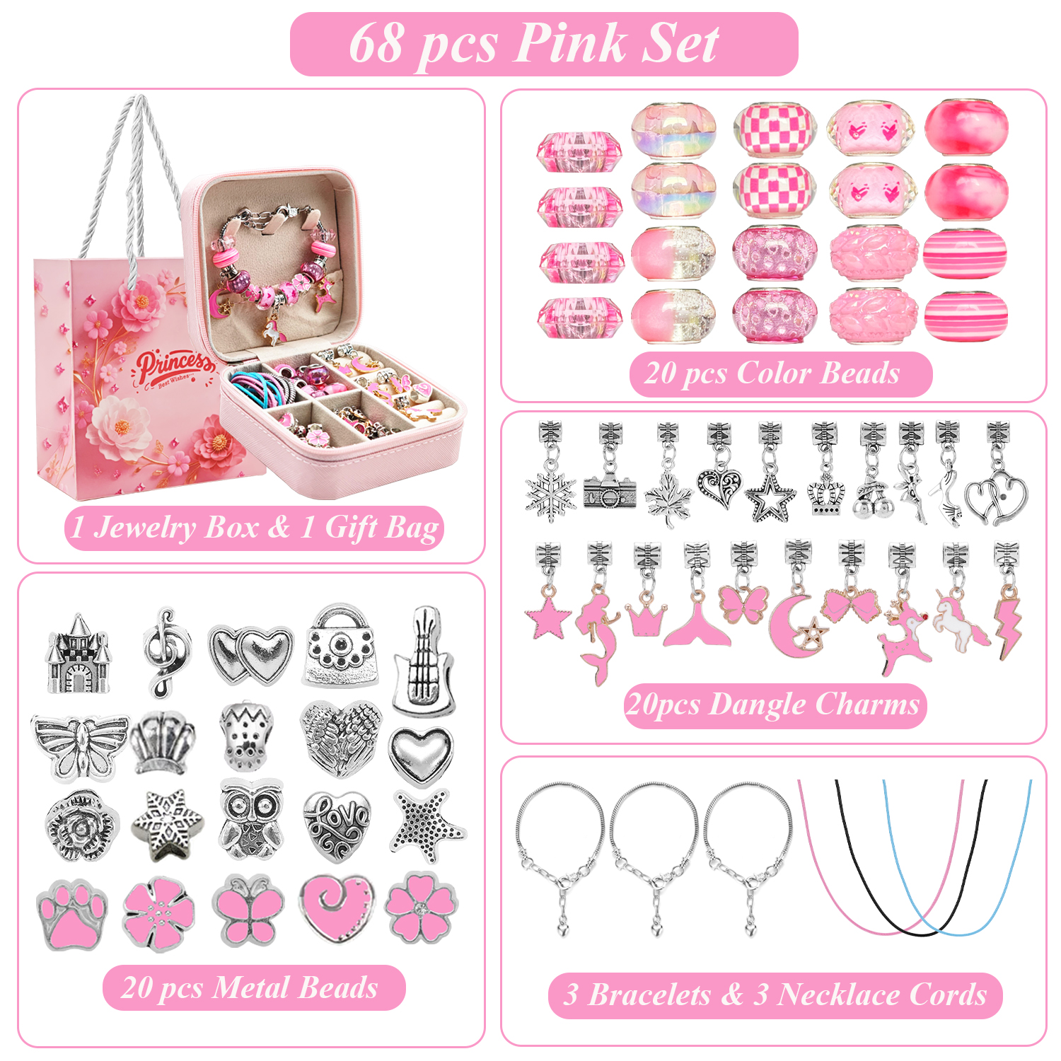 68pcs pink beaded jewelry set, - Resin Craft Kit 리뷰 및 가격