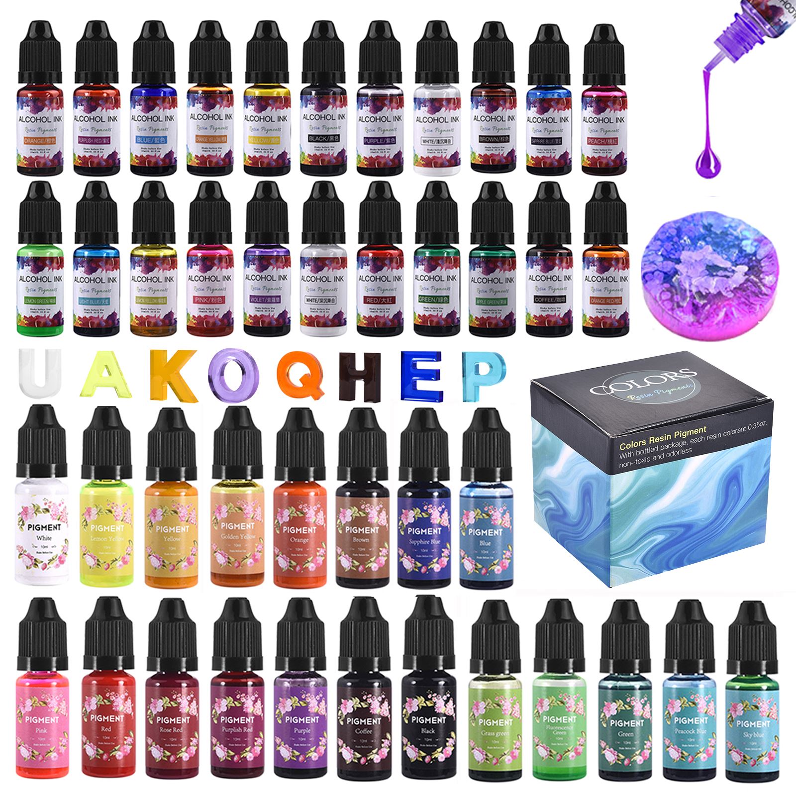 1 Set Resin Pigment Kit Art In - Resin Dye Alcohol 리뷰 및 가격
